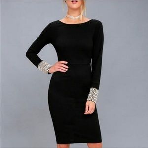 Lulus Jewel Sleeve Midi- Black dress, size Sm